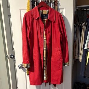 Burberry Red Trench Coat with Plaid Lining